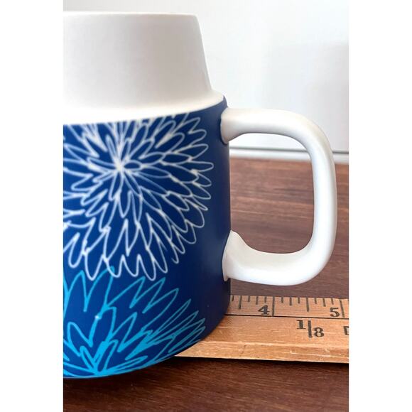 Starbucks 2016 Mug Cup Matte Blue White Floral Flowers Stackable Replacement - Picture 6 of 7